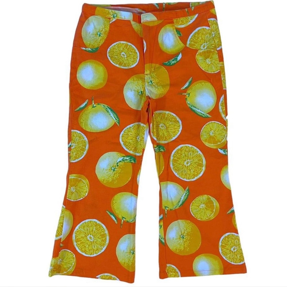 American Vintage Orange Citrus Print Capris